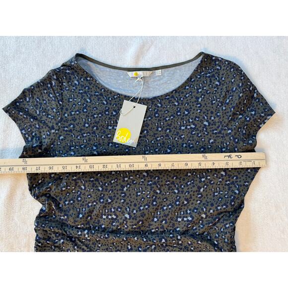 Boden Gray Leopard Print Midi Dress Short Sleeve Animal Print Stretch 10 Knee - Picture 10 of 10